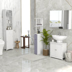  Under Sink Bathroom Cabinet, Pedestal Sink Storage Cabinet with 2 Doors, Shelf and U-Shape, White — product image 3