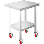 VEVOR 24x18x34 Inch Stainless Steel Work Table 3-Stage Adjustable Shelf With 4 Wheels Heavy Duty Commercial Food Prep Worktable With Brake For Kitchen Prep Work — product image 1