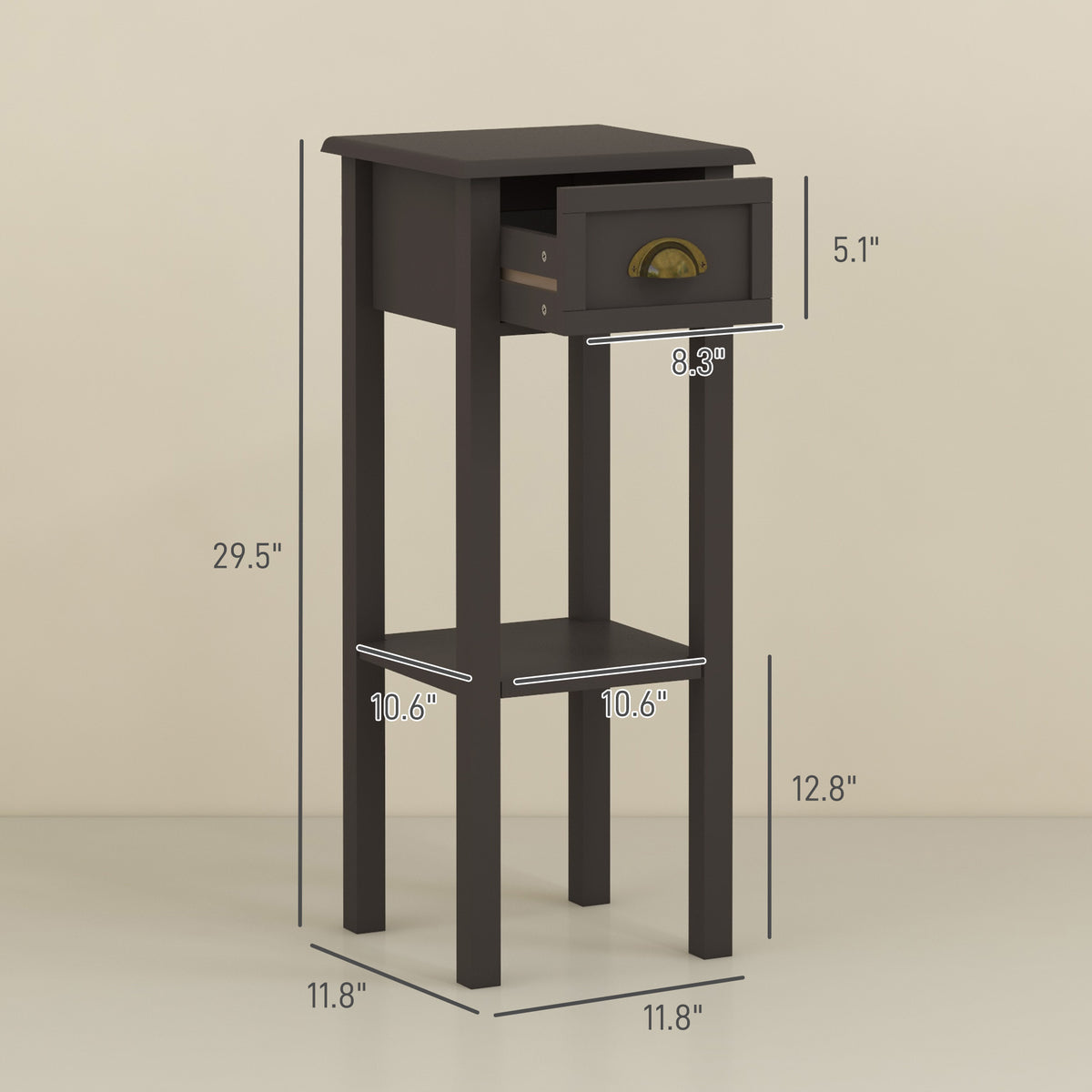 2-Tier Side Table with Drawer and Shelf — End Table for Living Room and Hallway — product image 3