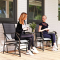 Outdoor Glider Chairs with Coffee Table, Patio 2-Seat Rocking Chair Swing Loveseat with Breathable Sling for Backyard, Garden, and Porch, Gray — product image 3