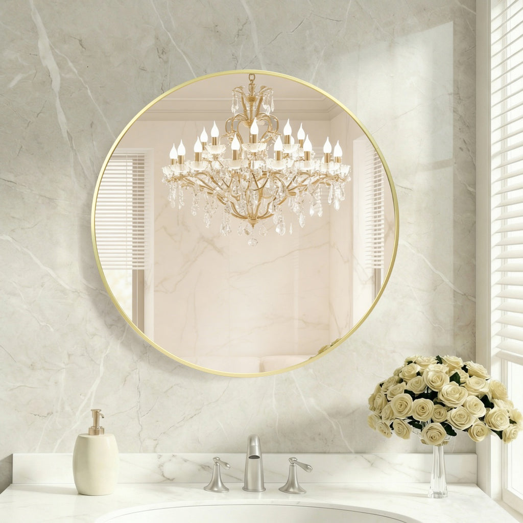 Round Wall Mirror, Bathroom Mirrors For Over Sink, Circle Mirror For Bathroom, Entryway, Bedroom, Vanity — product image 2