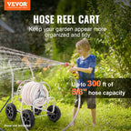 Hose Reel Cart, Hold Up To 300 Ft Of 5/8’’ Hose, Garden Water Hose Carts Mobile Tools With 4 Wheels, Heavy Duty Powder-coated Steel Outdoor Planting With Storage Basket, For Garden, Yard, Lawn — product image 3