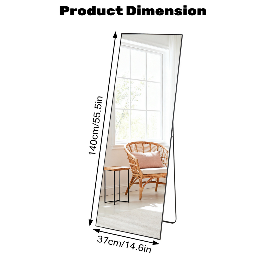Black rectangular full-length mirror — view 2