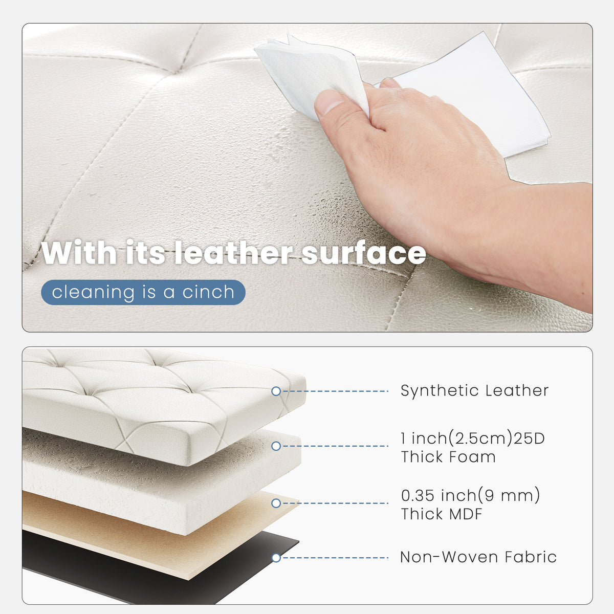 43-inch Foldable Storage Bench, Made Of PVC, With A Load Capacity Of 660 Pounds — product image 2