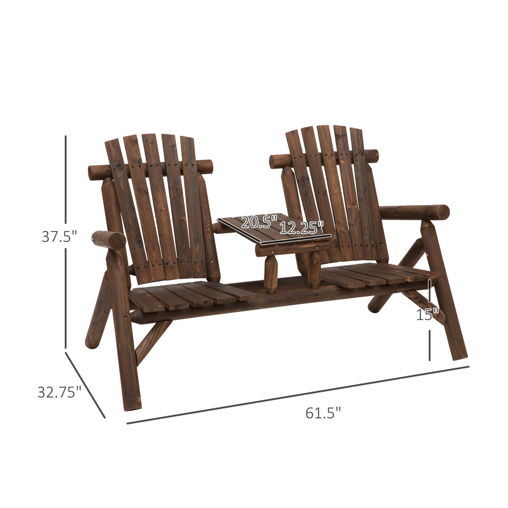 Wood Adirondack Patio Chair Bench with Center Coffee Table — product image 2