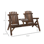 Wood Adirondack Patio Chair Bench with Center Coffee Table — product image 2