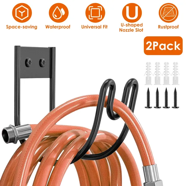 2pack Heavy Duty Garden Hose Holder Stainless Steel Hose Hook Metal Hose Rack Reel — product image 1