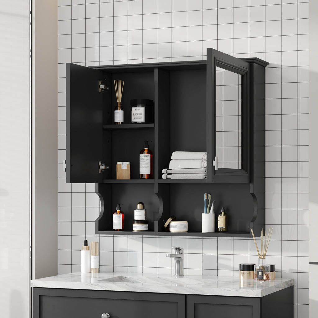 30 Inch Mirror Medicine Cabinet with Open Shelves — product image 3