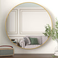 36 Inch Gold Metal Framed Round Bathroom Mirror for Wall. — product image 1