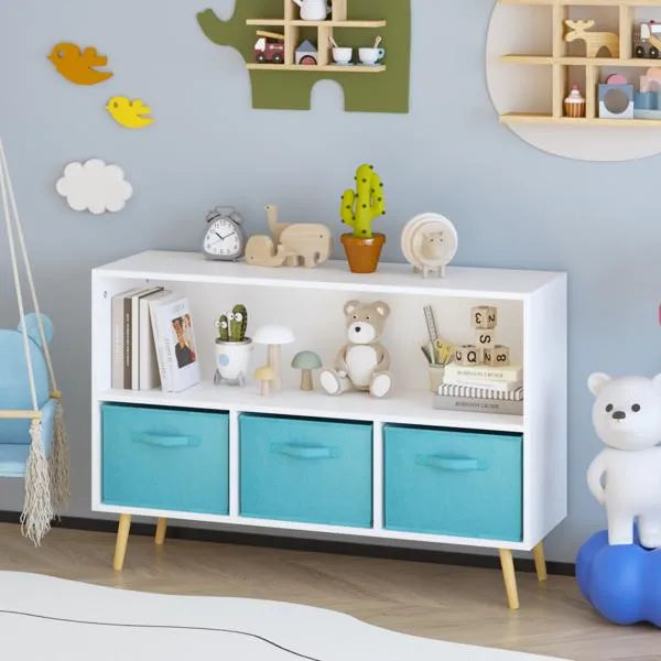 Kids Bookcase with Collapsible Fabric Drawers — Children's's Book Display — product image 2