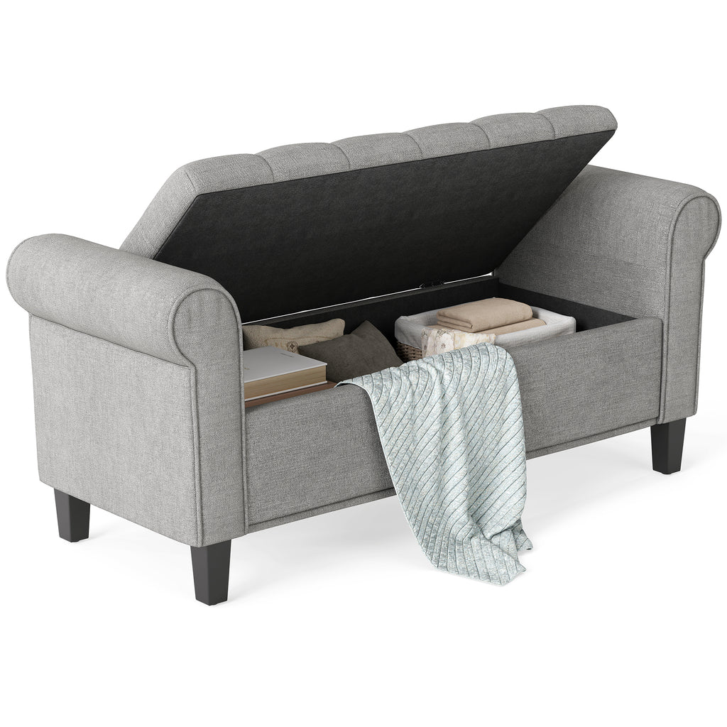 50 Inches Storage Ottoman — End of Bed Bench with Rolled Arms — product image 1