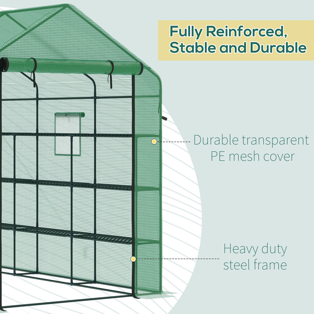 8 X 6 X 7 Temporary Greenhouse for Growing Flowers with Mesh Door & Windows Green — product image 3