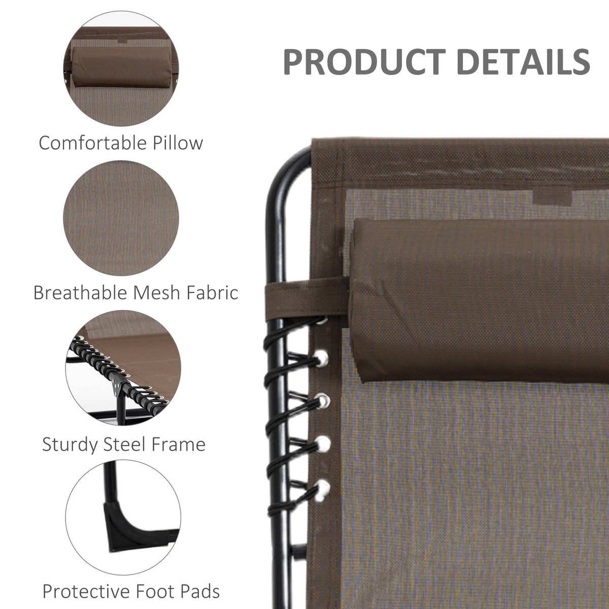 Chaise Lounge Chair Outdoor — Folding Bed Cot with Removable Pillow for Garden — product image 3