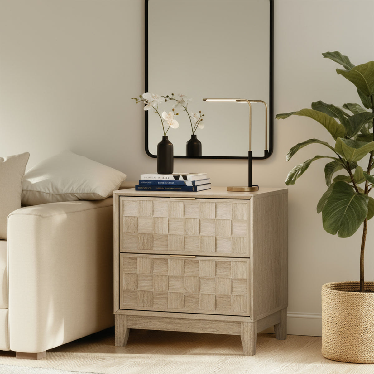 Night Stand with Charging Station — Wooden Nightstand Bedside Table — product image 1