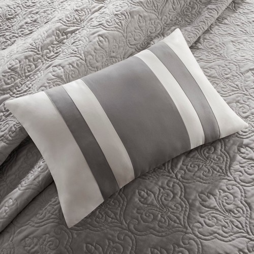 7 Piece Quilt Set with Euro Shams and Throw Pillows Beige Fullqueen — product image 2