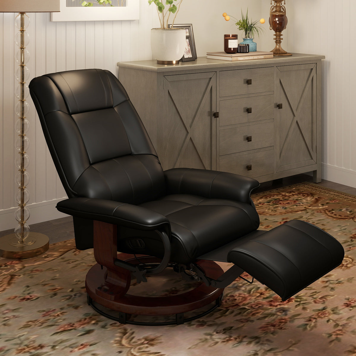 Faux Leather Lounge Chair with Footrest and Armrest — Manual Swivel Recliner for Living Room — product image 3