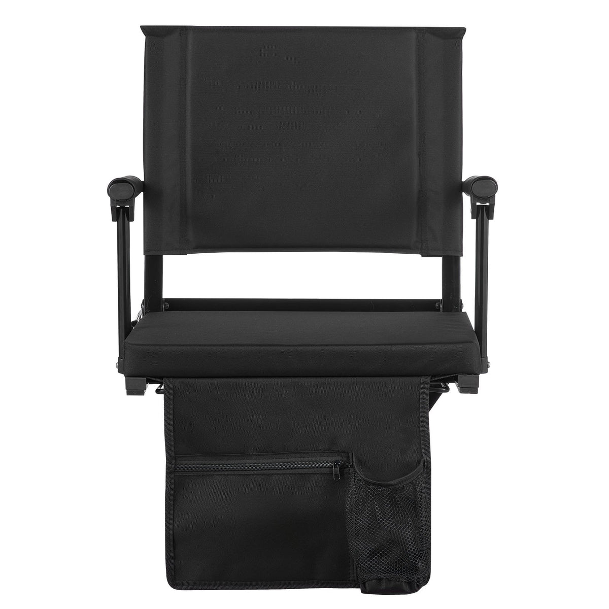 Stadium Seat, Portable Bleacher Seat With Armrest, Back Support And Thick Cushion, Bench Chair For Bleacher Includes Shoulder Strap, Hooks, Cup Holder, Black Football Bleachers Seats, 1PCS — product image 1