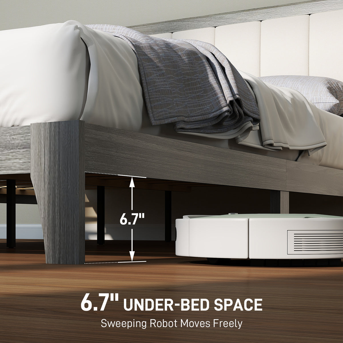 Queen Bed Frame with Headboard Queen Platform Bed Frame with Wooden Slats No Box — product image 3