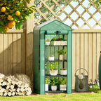 Mini Greenhouse with Screen Roof, 4 Tier Portable Small Greenhouse with High Strength PE Cover, Green — product image 2