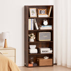 5 Tiers Narrow Bookshelf — 53 in Wooden Open Bookcase with Height-Adjustable Shelf — product image 1