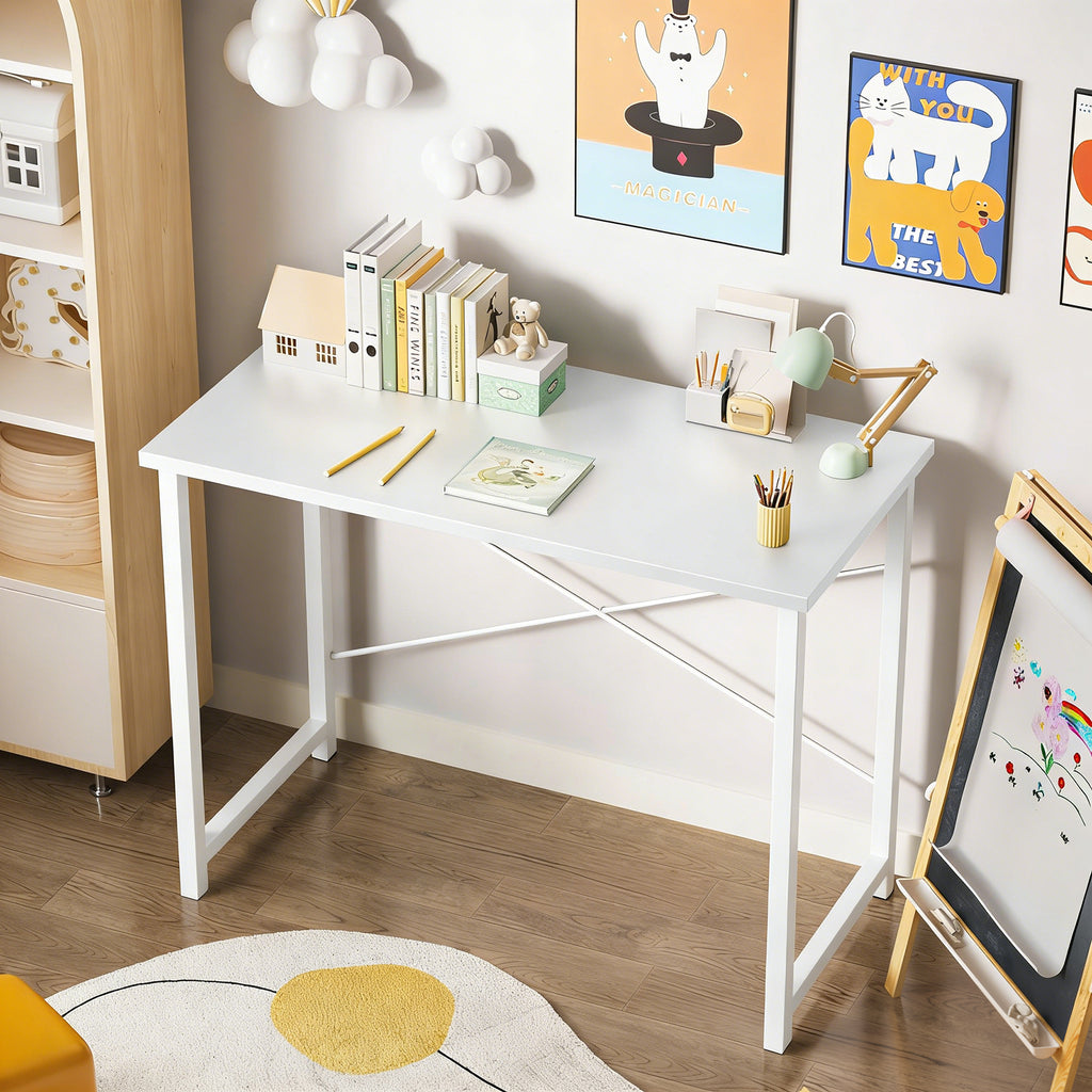 Black compact home office desk — view 2