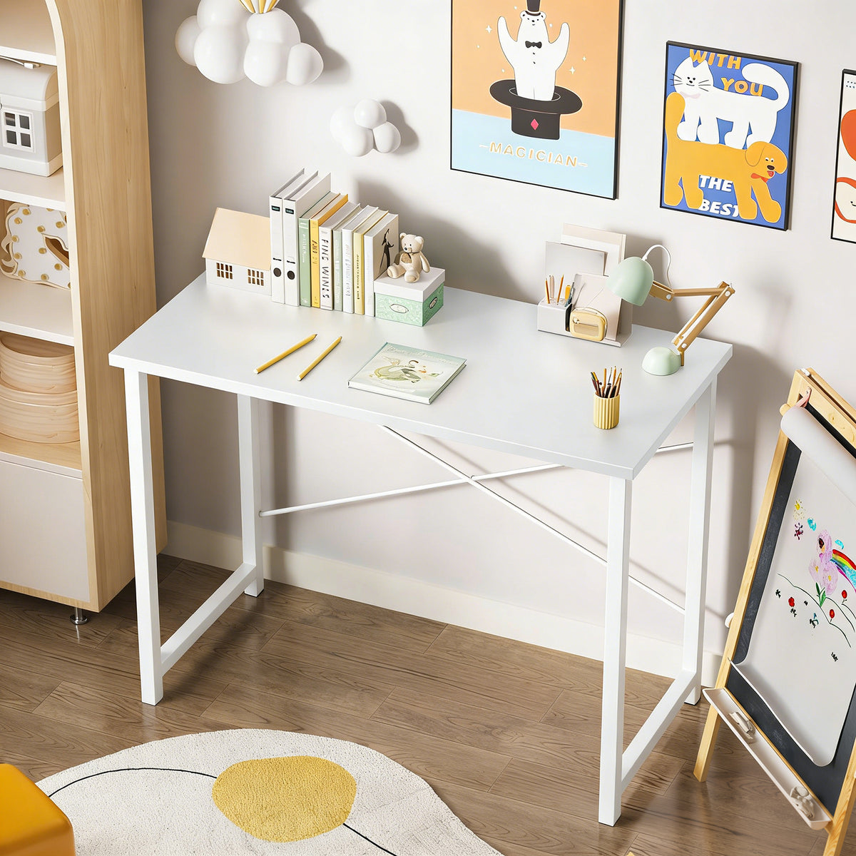 Black compact home office desk — view 2
