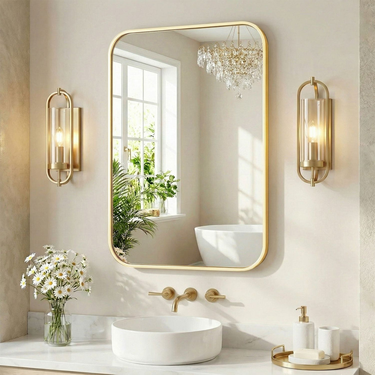 Wall Mirror With Rectangular Metal Frame — product image 1