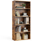 Black six-tier industrial bookcase — view 3