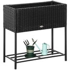 PE Rattan Wicker Raised Flower & Vegetable Planter — Rack Shelf Box — product image 1