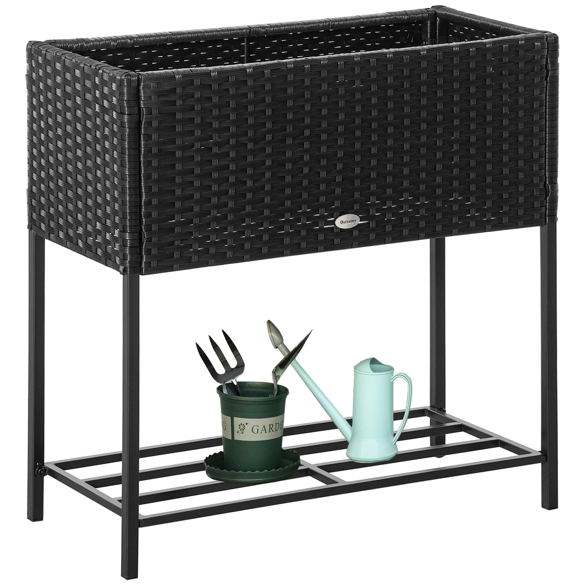 PE Rattan Wicker Raised Flower & Vegetable Planter — Rack Shelf Box — product image 1