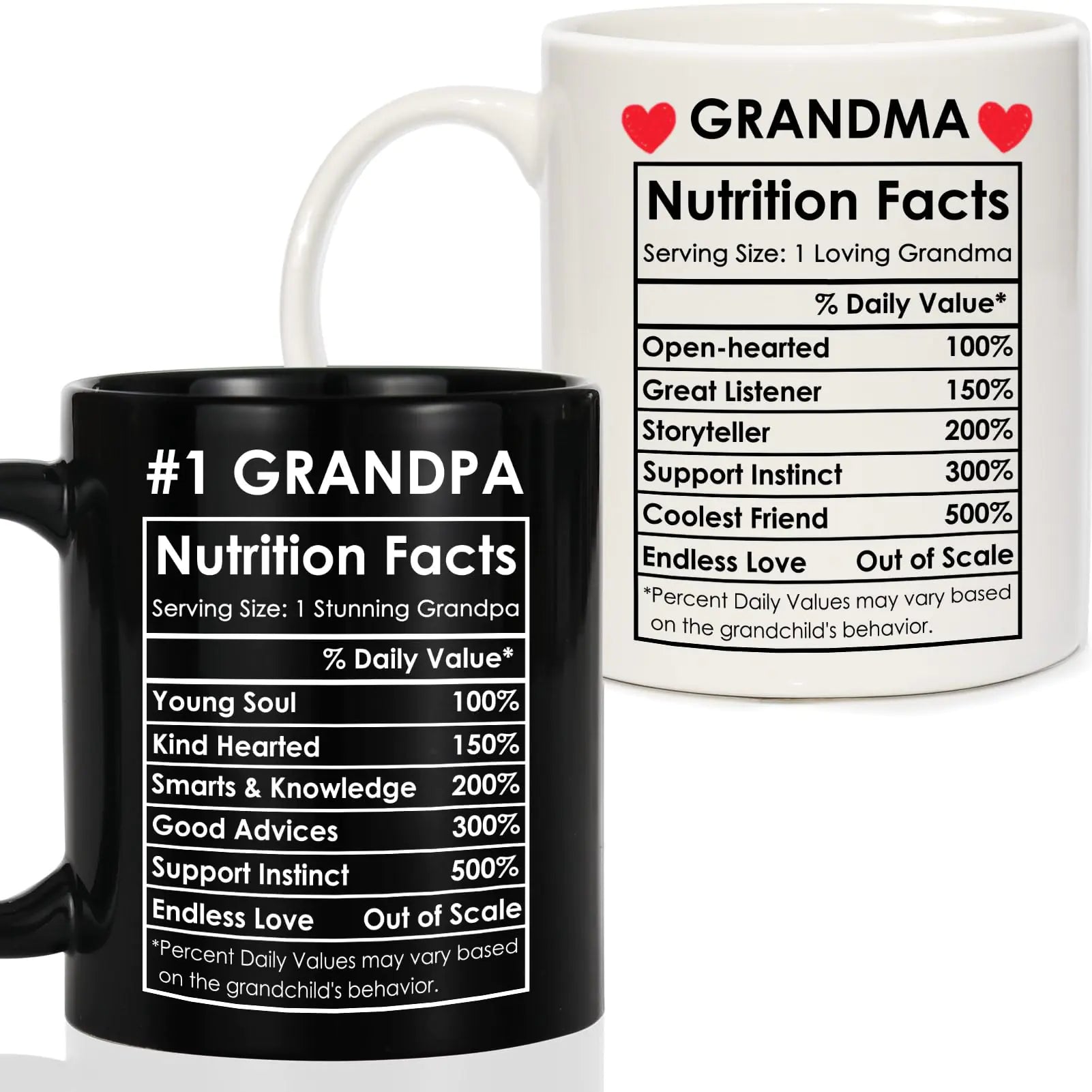 #1 Grandma Grandpa Nutrition Label Mugs