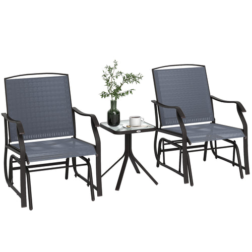 3 Piece Outdoor Glider Chair with Coffee Table Bistro Set — product image 1