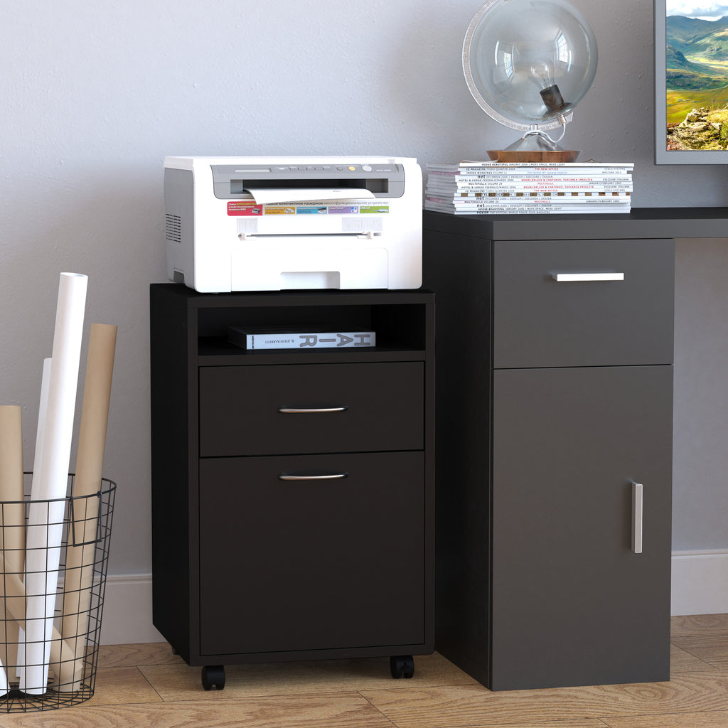 Mobile Storage Cabinet Organizer with Drawer and Cabinet — Printer Stand with Castors — product image 2