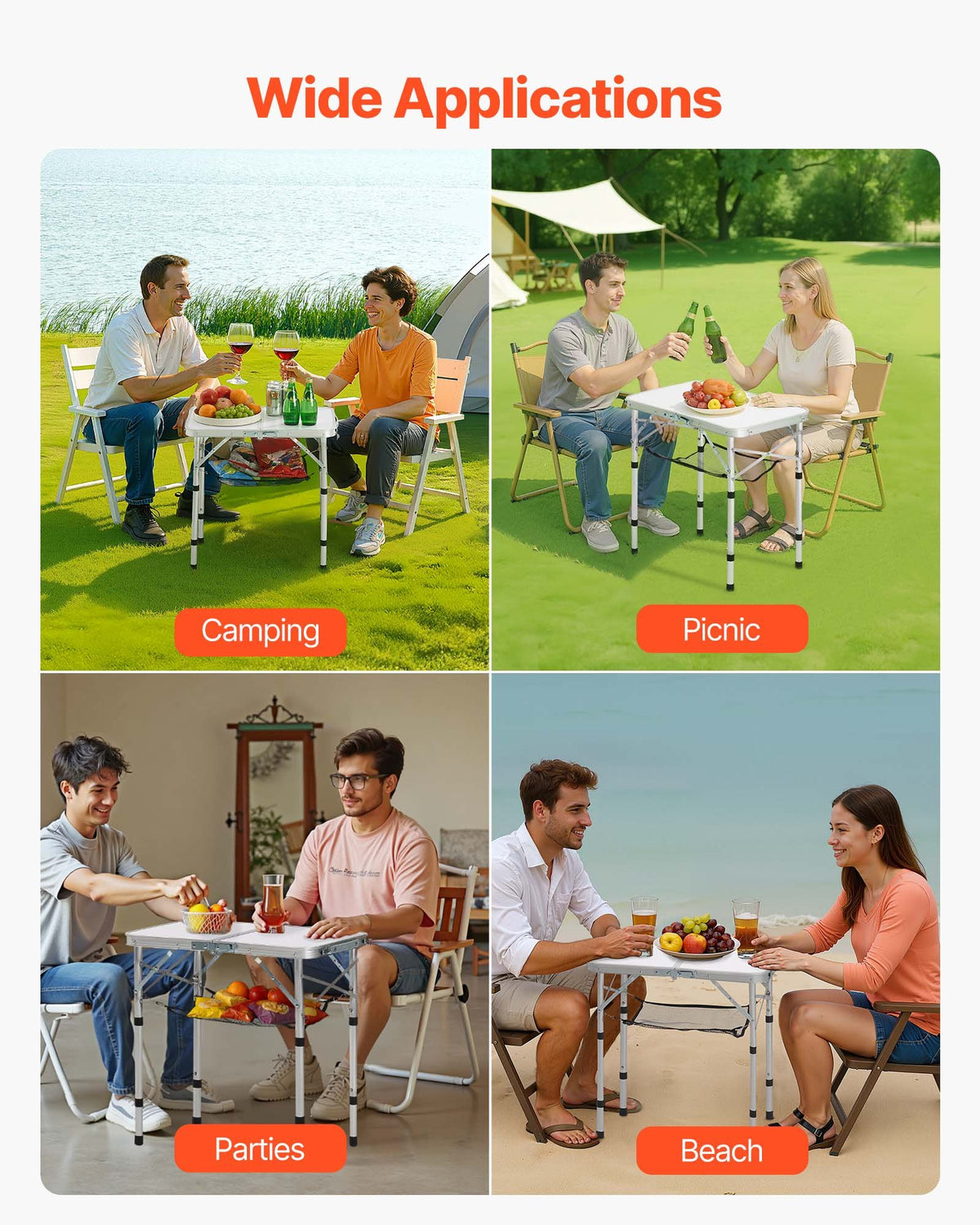 2ft Folding Portable Camping Table Aluminum Outdoor Table Adjustable Height — product image 2
