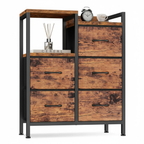 Five-Drawer Fabric-Paneled Wardrobe — Double-Layer Shelf Storage Cabinet — product image 2