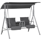 2-Seater Outdoor Porch Swing with Canopy and Table, Patio Swing Chair for Garden, Poolside, Backyard, Gray — product image 1
