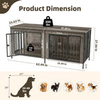 Double Dog Crate Furniture With Divider, Heavy Duty Pet Kennel End Table TV Stand, Extra Large Double Door — product image 3