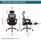 Retractable Footrest Ergonomic Swivel Office Chair With Lumbar Support Pillow And Padded Armrests — product image 1