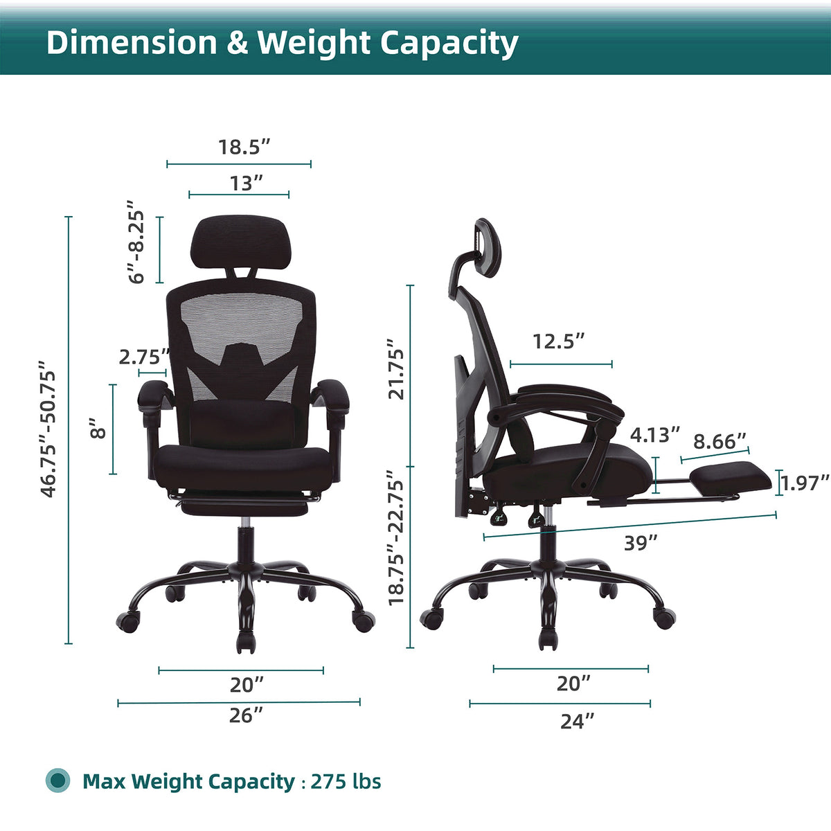 Retractable Footrest Ergonomic Swivel Office Chair With Lumbar Support Pillow And Padded Armrests — product image 1