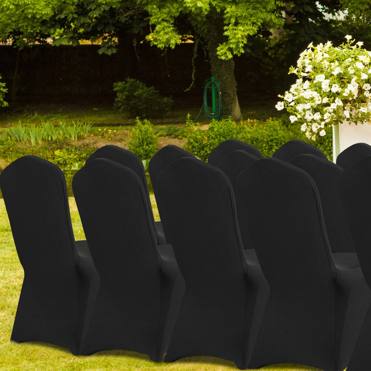 Stretch Spandex Folding Chair Covers, Universal Fitted Chair Cover, Removable Washable Protective Slipcovers, For Wedding, Holiday, Banquet, Party, Celebration, Dining (50PCS Black) — product image 1