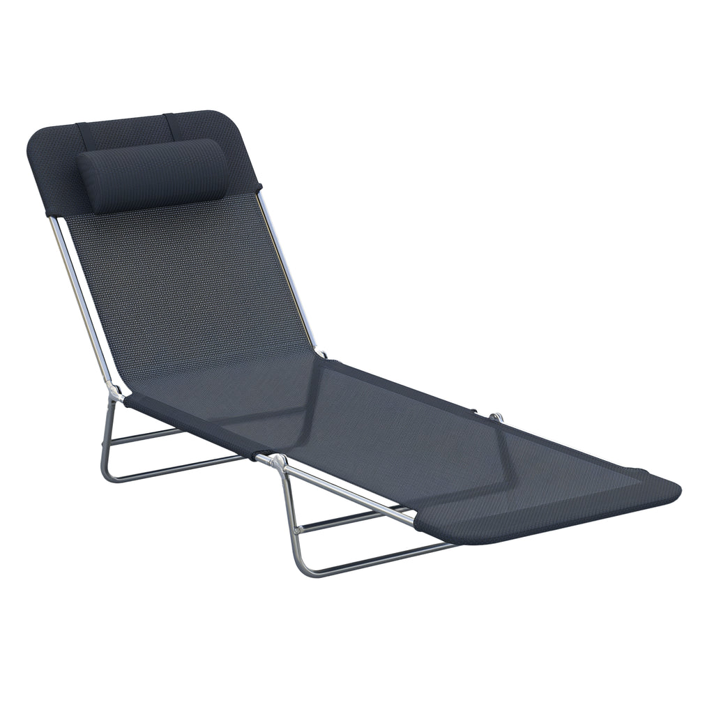 Folding Chaise Lounge Pool Chairs — Outdoor Sun Tanning Chairs with Pillow — product image 1