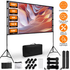 100inch 120inch Options Projector Screen With Stand 4K HD Rear Front Wrinkle-Free Portable And Foldable Movie Screen With Carry Bag For Indoor Outdoor Home Theater Backyard Cinema — product image 1