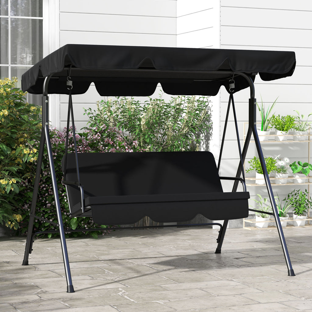 3-Seat Outdoor Patio Swing Chair with Cushion — Steel Frame Stand — product image 3