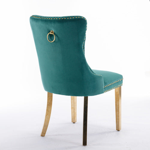 High-End Tufted Solid Wood Contemporary Velvet Upholstered Dining Chair with Golden — product image 2