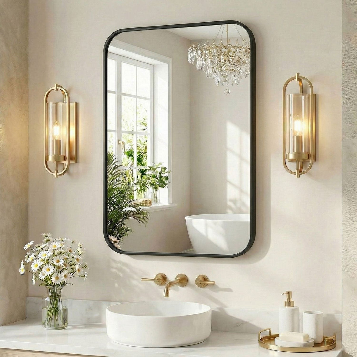 Wall Mirror With Rectangular Metal Frame — product image 2