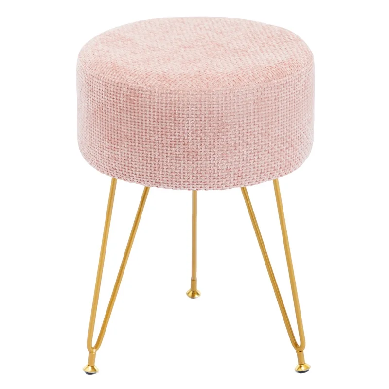 Round Low Stool, With Artificial Fur Seat Cover, Equipped With 3 Metal Legs, Suitable For Dressing Room, Living Room And Bedroom. — product image 2