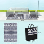  Reversible Outdoor Rug, Waterproof Plastic Straw with Carry Bag, 6' x 9', Blue & White Geometric — product image 3