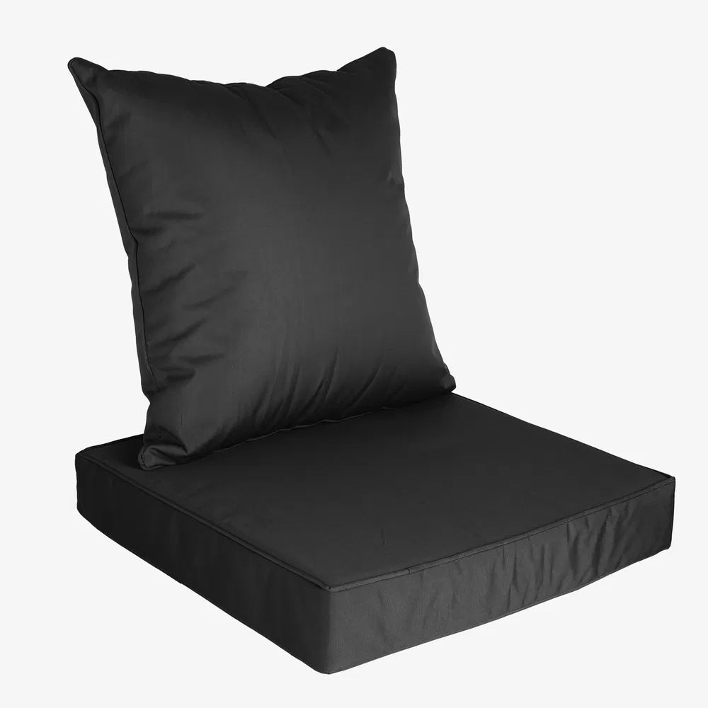 Outdoor cushion set construction and removable-cover detail