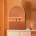 20x30 Inch Silver Metal Framed Arched Bathroom Mirror for Wall. — product image 1