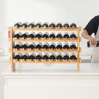 36 Bottle Stackable Modular Wine Rack Bamboo Wood Display Shelf 4-Tier — product image 1